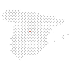 Madrid in Spanien: Spanienkarte aus grauen Punkten mit roter Markierung