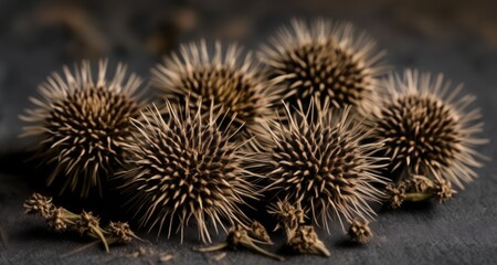  Spiky seed pods in close-up, showcasing intricate textures and patterns