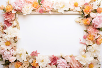 Obraz na płótnie Canvas Flowers frame on white background