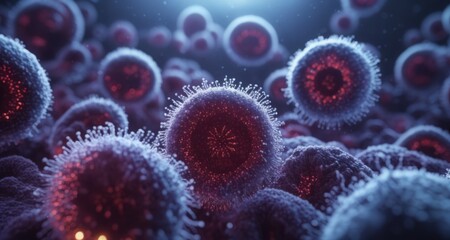 Obraz premium Microscopic marvels - A close-up view of the intricate world of viruses and bacteria