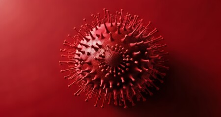  Viral menace - A close-up of a virus on a red background