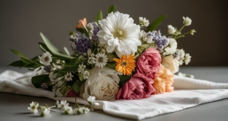  Elegant bouquet of flowers in soft pastel hues