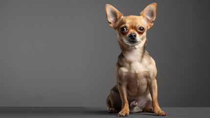 Chihuahua dog isolated on grey background.