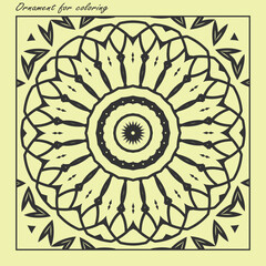 Coloring picture. Contour ornament, mandala with decorative elements. Version No. 10. Vector illustration