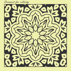 Coloring picture. Contour ornament, mandala with decorative elements. Version No. 9. Vector illustration