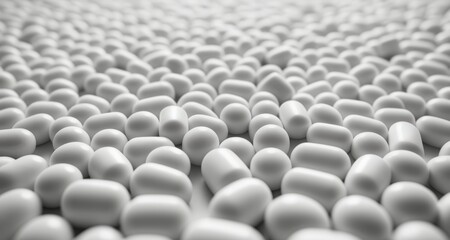  A sea of white capsules, a symbol of pharmaceutical industry