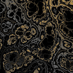 Abstract Black Marble texture. Black marble with gold veins. Fractal digital Art Background. High Resolution. Can be used for background or wallpaper