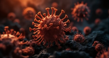 Viral outbreak - A microscopic view of a pandemic threat - obrazy, fototapety, plakaty