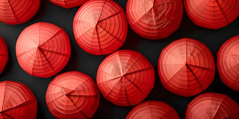 Many Chinese new year decoration hanging Red lantern on dark background for using Chinese new year background and outdoor decorations Red lantern hanging on the building in Chinese new year festive   
