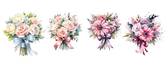 Beautiful pink and white flowers bloom on a clean white background, showcasing the vibrant colors of nature in a lovely bouquet