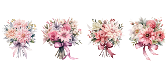 Pink and white flowers with a touch of yellow, arranged in a beautiful bouquet, capturing the essence of spring and nature's beauty