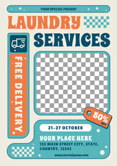 Retro Laundry Services Flyer Design