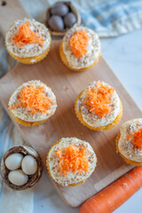 Homemade Carrot Cupcakes with Cream Cheese Frosting for Easter