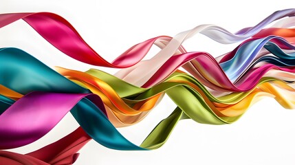 Colorful ribbons flowing. Multicolored fabrics as patterned background
