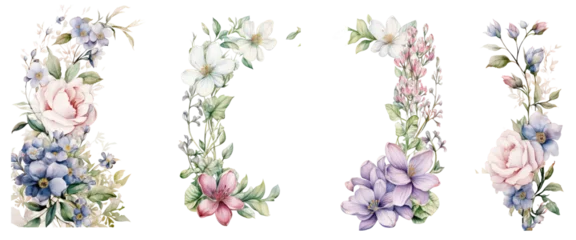 Wandaufkleber Frame of Lavender Flowers with Bouquet © Pornnapha