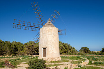 Fototapeta na wymiar La Mola windmill, Formentera, Pitiusas Islands, Balearic Community, Spain