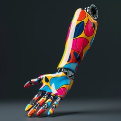 Prosthetic limb fashioned in vibrant pop art style functionality meets art