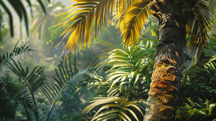 Coconut tree stalk in wildlife.