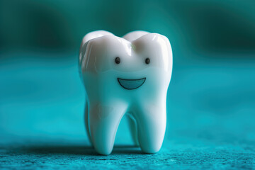 Happy white healthy tooth, cartoon character, toothache concept - 746329163