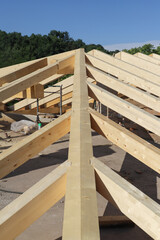 construction site - renovation of a roof - wooden beams