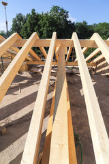 construction site - renovation of a roof - wooden beams