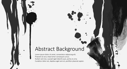 Black ink brush stroke on white background. Japanese style. Vector illustration grunge stains. Brushes illustration.