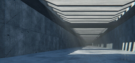 Futuristic concrete hallway, brutal architecture background - 746331192