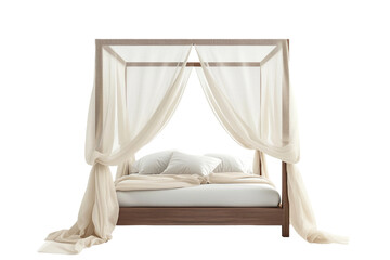 Luxurious Canopy Bedroom Retreat on Transparent Background, PNG