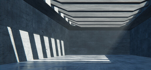 Futuristic concrete hallway, brutal architecture background - 746331371
