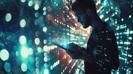 male and female technician working in server room