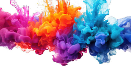 Fototapeta premium Explosion of colorful rainbow paint smoke png