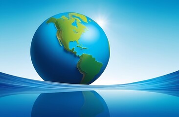 Earth Day. Planet Earth on a blue abstract background. Copy space