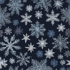 Naklejka na ściany i meble Seamless pattern colorful Winter snowflakes and frosty vector illustration. Frosty Flourish: Colorful Snowflake Seamless Design.
