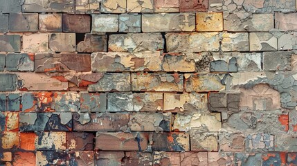 Abstract composition of bricks in varying shades and textures, forming a captivating backdrop for artistic expression.