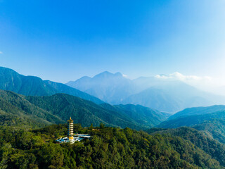Aerial view Landscape of Sun Moon Lake and Ci'en Pagoda in Nantou, Taiwan.