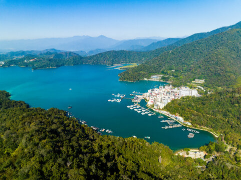 Aerial photography of the Sun Moon Lake National Scenic Area, Yuchi Township, Nantou County, Taiwan