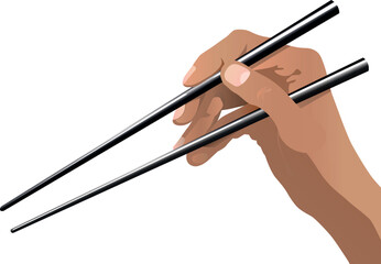 A hand with Japanese chopsticks how to hold correctly