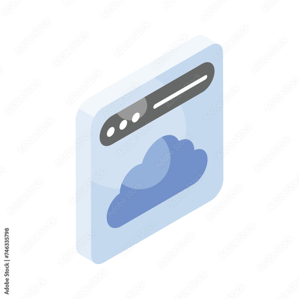 Wall mural cloud inside website isometric icon of cloud website, ready to use vector