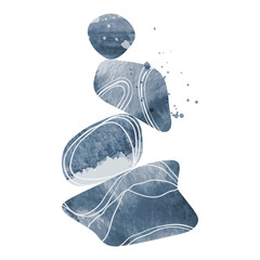 Abstract blue watercolor texture. Rock wall art design illustration.