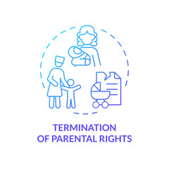 Parental rights termination blue gradient concept icon. Ending of child custody. Legal document. Kid protection. Round shape line illustration. Abstract idea. Graphic design. Easy to use