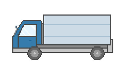 Illustration of a blue truck in pixel art