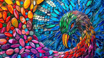 Foto auf Acrylglas peacock Stained Glass Window Design © Ghulam Nabi