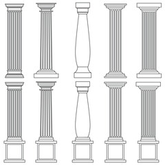 Naklejka premium Columns line art vector
