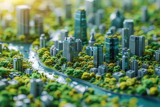 Model City With Trees and Buildings
