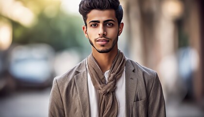 portrait of a pretty young muslim man, portrait of a man, pretty muslim man - obrazy, fototapety, plakaty