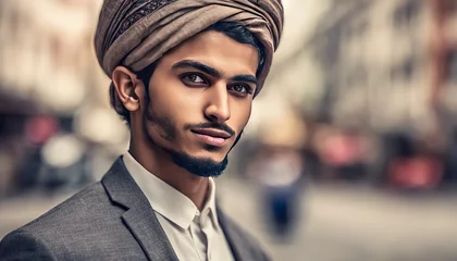 Foto op Plexiglas portrait of a pretty young muslim man, portrait of a man, pretty muslim man © Gegham
