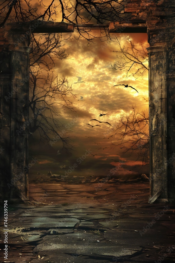 Wall mural abstract artistic afterlife background generative ai