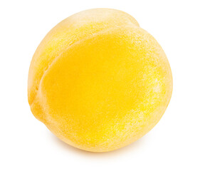 Yellow Peach  isolated on white background, Fresh Yellow Peach Fruit on White With clipping path. 