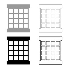 Prisoner window grid grate prison jail concept set icon grey black color vector illustration image solid fill outline contour line thin flat style - obrazy, fototapety, plakaty