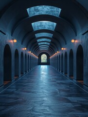 Fototapeta premium Long Hallway With Skylight